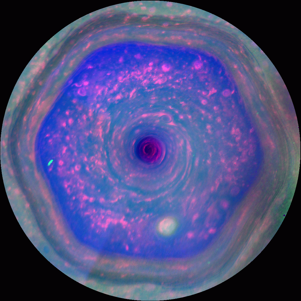 A gif of Saturn's North Pole, or jet stream, courtesy of NASA